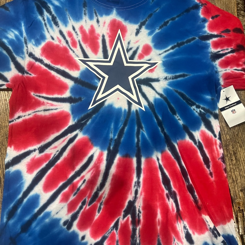 Dallas Cowboys Tie Dye NFL Shirt Red White Blue USA Size Large